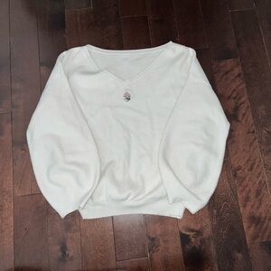 Soft Girl V Neck Sweater with Rose Embroidery